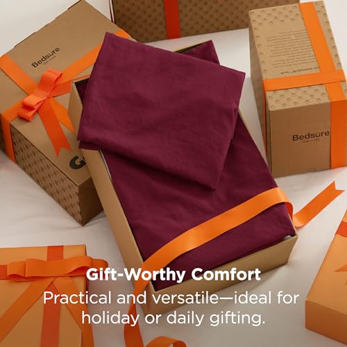 Bedsure Twin/Twin XL Comforter Set, Dark Red Soft Prewashed Bedding for All Seasons, 2 Pieces GentleSoft™ Bed Set, 1 Lightweight Comforter (68"x88") and 1 Pillowcase (20"x26") Bedsure