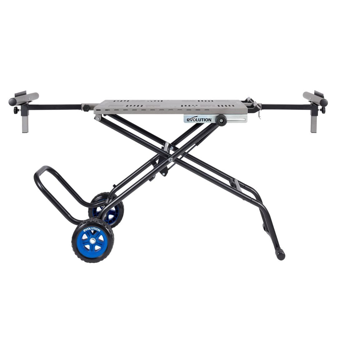 Evolution MCSSTAND | Mitering Chop Saw Stand with Powerlift Assist | Heavy-Duty Steel Frame | All-Terrain Wheels | Compatible with Evolution S355MCS, S380CPS, S355CPSL, EVOSAW380 | Gas-Strut Lift Evolution
