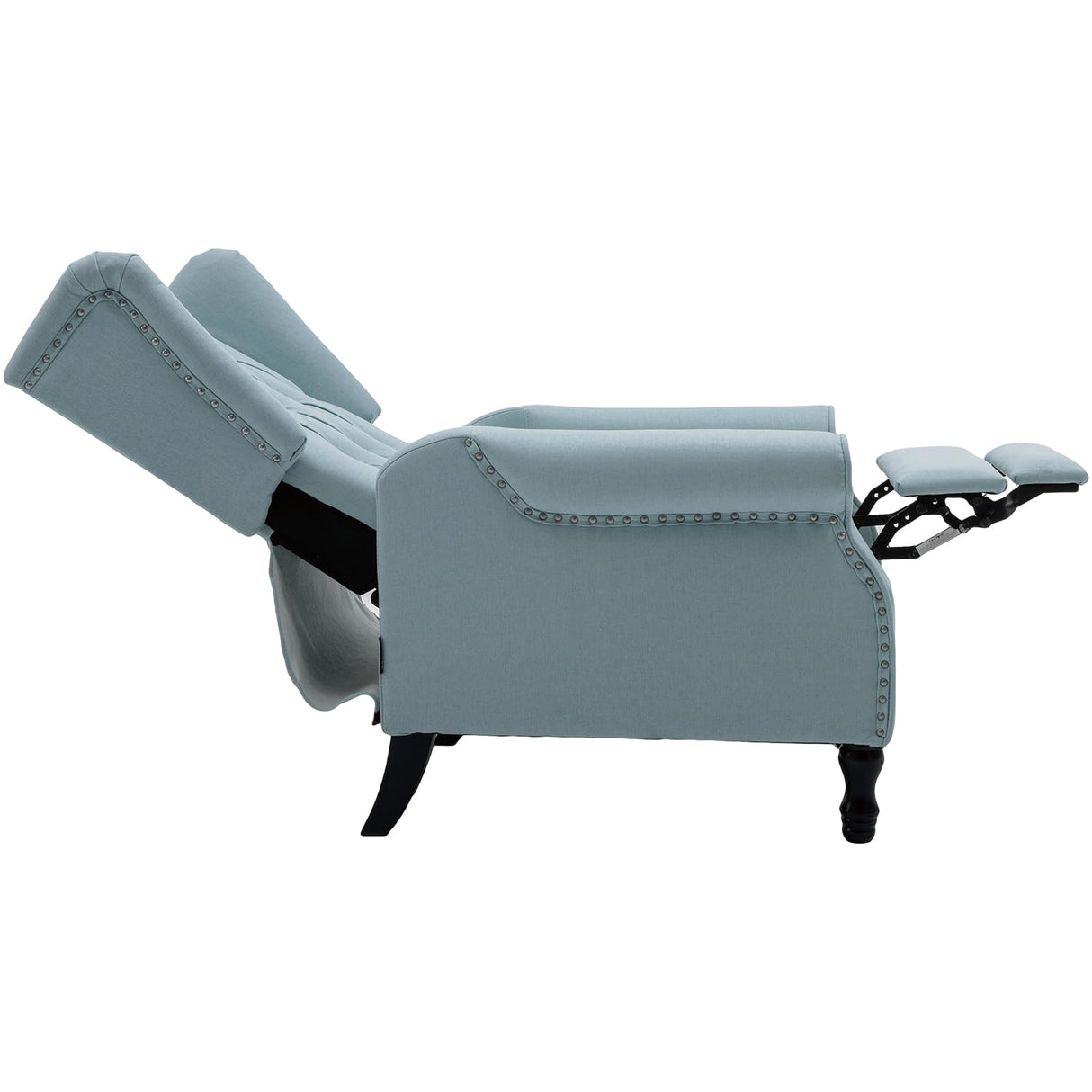 Altrobene Pushback Recliner, Modern Accent Arm Reclining Sofa, Fabric Wingback Chair for Living Room & Bedroom, Light Blue Altrobene