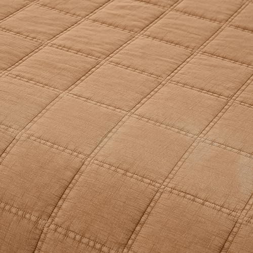 Lush Decor Logan Stone Washed Cotton Quilt 3 Piece Set Full/Queen Sienna - Rustic Bedding Set - Soft Terracotta Quilt - Lightweight - Minimalist & Boho Bedroom Decor Lush Decor