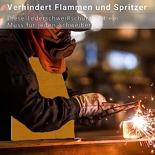 Leather Welding Work Apron,Brown Leather Apron for Men,Heat & Flame-Resistant Woodworking Apron,Adjustable Protective Work Aprons for Blacksmith/Home Improvement/Heavy Duty Work,Wear Resistance Apron Longzhuo