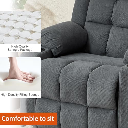 Ketaiyou Electric Power Lift Recliner Chair Sofa with Massage and Heat for Elderly, USB and Type-C Ports, Cup Holders, Infinite Position (Dark Grey, Regular)