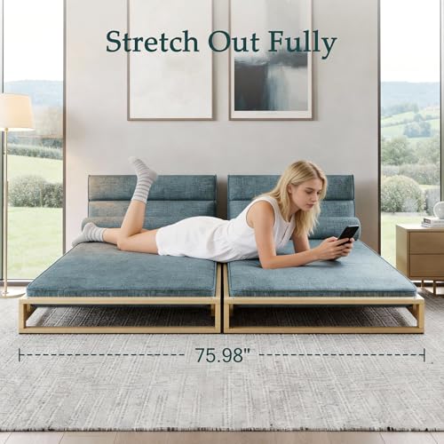 Mid-Century Modern Comfortable Sleeper Sofa Bed for Living Room and Bedroom, Convertible Design for Small Spaces, 82.67”Wx77.16”D Futon Couch with Removable Linen Foam Cushions & Wood Frame, Gray NessCarsti