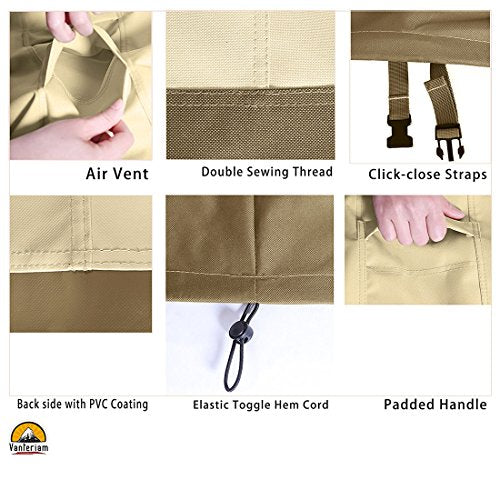 Vanteriam Outdoor High Back Chair Cover, Heavy Duty Waterproof Patio Swivel Chair Covers - Fade Resistant Patio Standard Dining Chair Cover 2 Pack - 26W x 28D x 37.5H inch Beige & Brown Vanteriam