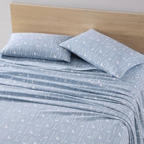 Eddie Bauer - Flannel Sheets Full Size, Anti-Pilling & Wrinkle Resistant Cotton, Touchably Soft for All-Season Comfort - Bed Sheets with Matching Pillowcases & Fitted Sheet (Birch Forest) Eddie Bauer