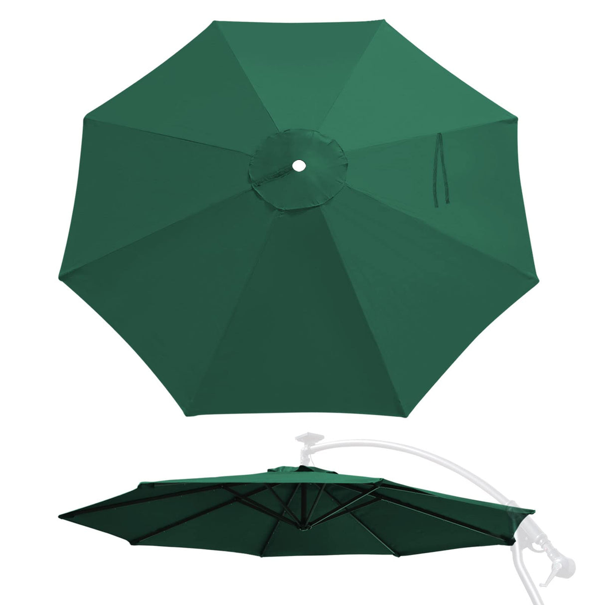 YardGrow 10ft 8 Ribs Canopy Replacement for Cantilever Umbrella, Canopy ONLY, Frame NOT Included (Green) YardGrow