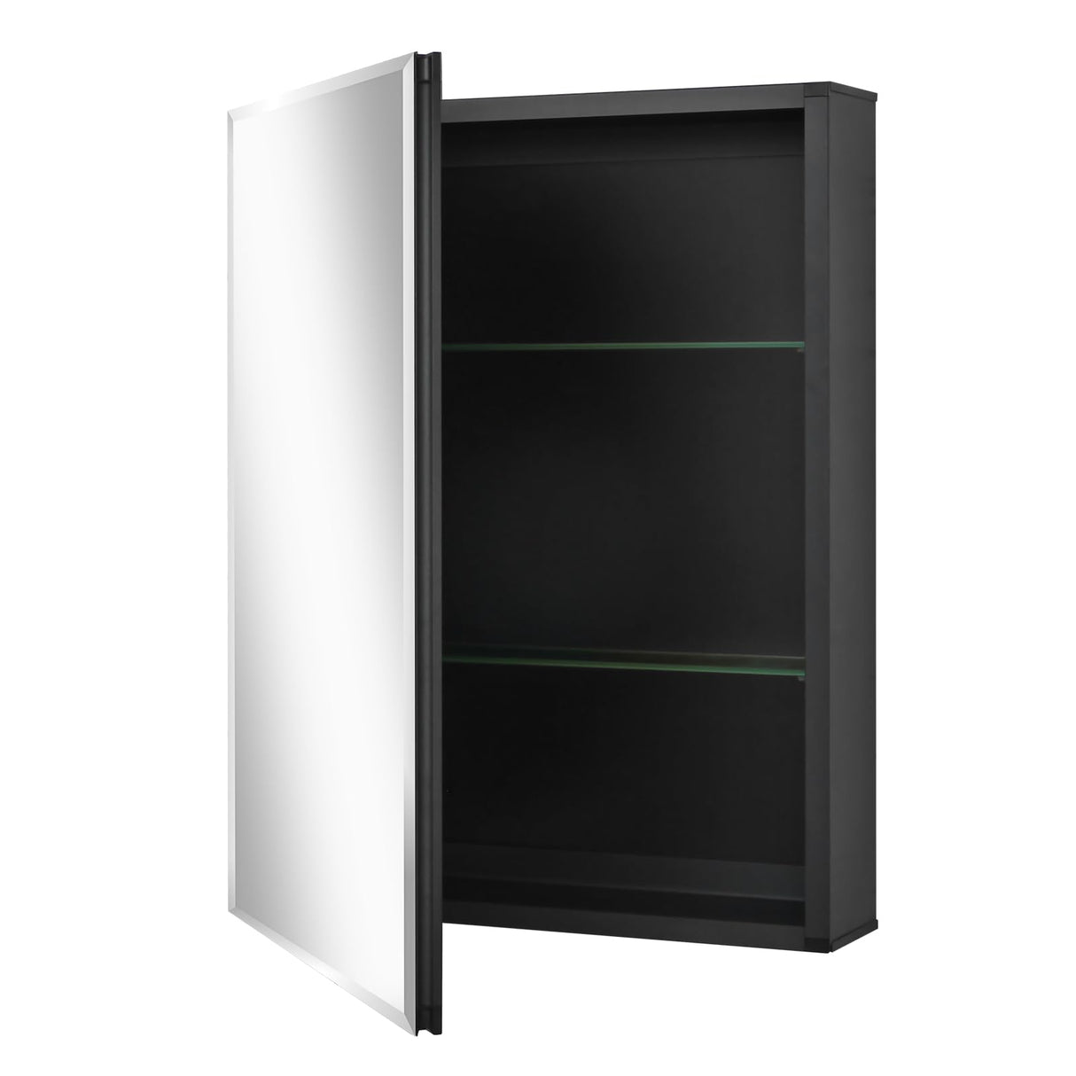 Fundin Medicine Cabinet 20 x 26 inches Mirror Size, Recessed or Surface Mount, Black Aluminum Bathroom Wall Cabinet with Mirror and Adjustable Shelves. Fundin