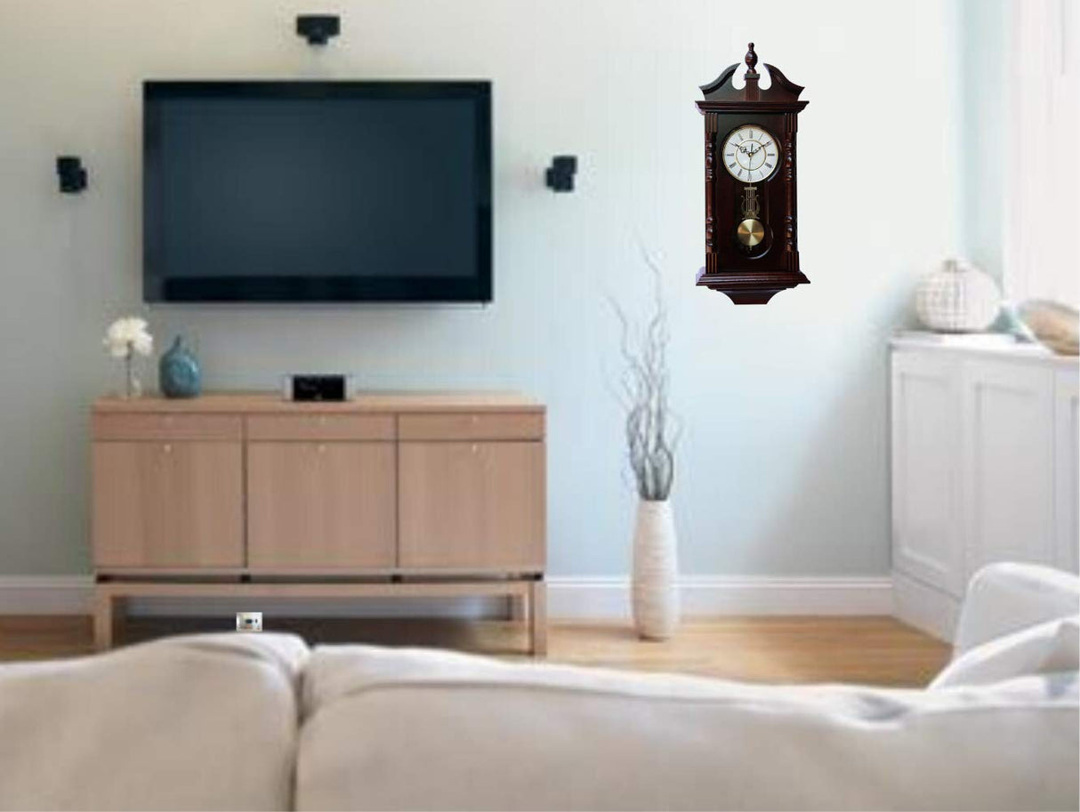 Vmarketingsite Wall Clocks: Grandfather Wood Wall Clock with Chime. Pendulum Wood Traditional Clock. Makes a Great Housewarming or Birthday Gift Wall Clock Chimes Every Hour with Westminster Melody Vmarketingsite