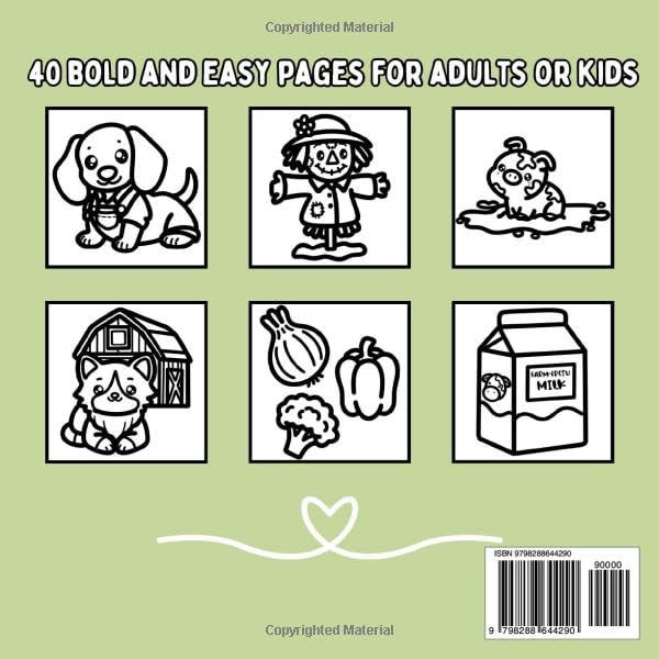 Cozy Country: Farm Inspired Bold and Easy Coloring Book for Adults or Kids (Bold and Easy Coloring Books) WoodArtSupply