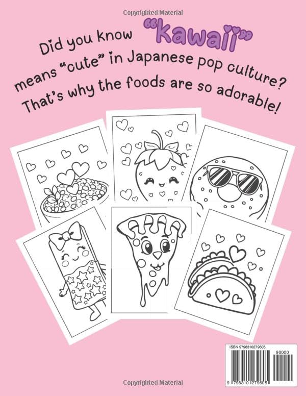 Kawaii Food Coloring Book (Kawaii Food Coloring Pages) WoodArtSupply