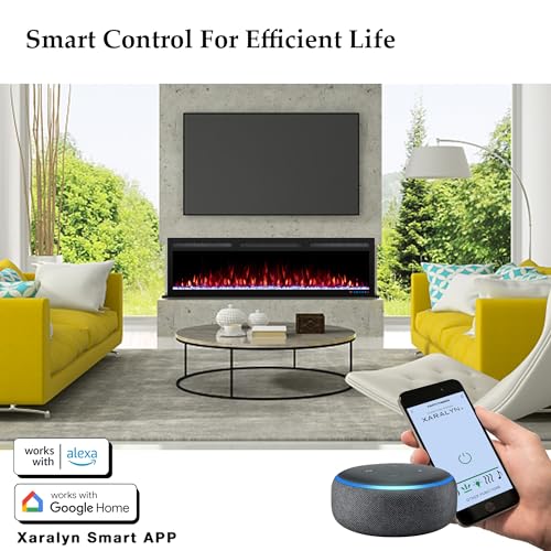 Dreamflame 50" Smart Electric Fireplace, WiFi-Enabled Control via Alexa& App, Recessed and Wall Mounted Fireplace Heater with Realistic Crackling Sound, Logs& Crystals,1500W, Black Dreamflame