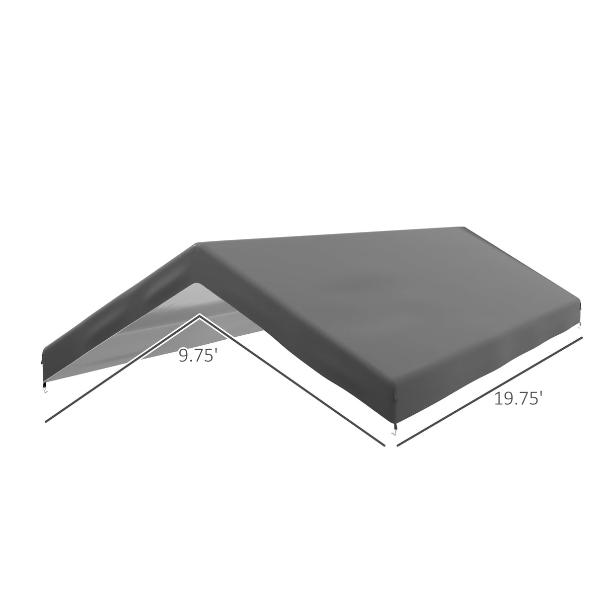 Outsunny 19.7' x 9.7' Carport Replacement Top Canopy Cover for Model 84C-207WT or 84C-386V00WT, Waterproof and UV Protected Garage Car Port Cover with Ball Bungee Cords, Dark Gray (Only Cover) Outsunny