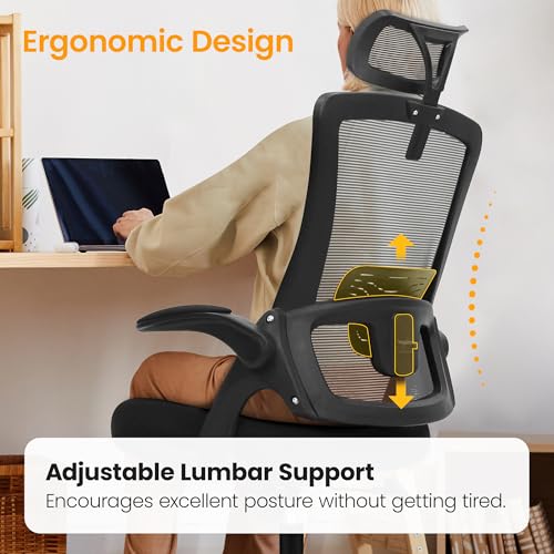 NEO Chair Ergonomic Office Desk Chair High Back Computer Gaming Mesh Chair with Comfy Task Adjustable Arms Lumbar Support Headrest Swivel for Home Office (Black) NEO CHAIR