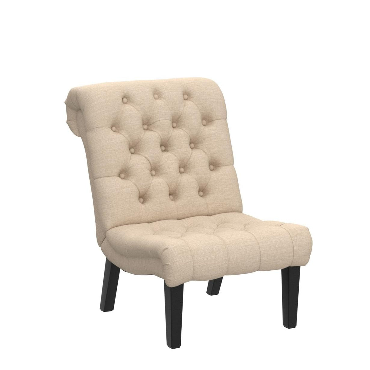 Alunaune Living Room Chairs Set of 2 Modern Accent Chair, Upholstered Tufted Armless Bedroom Chairs Lounge Sofa Backrest Fabric Recliner Chair Wood Legs-Khaki Alunaune