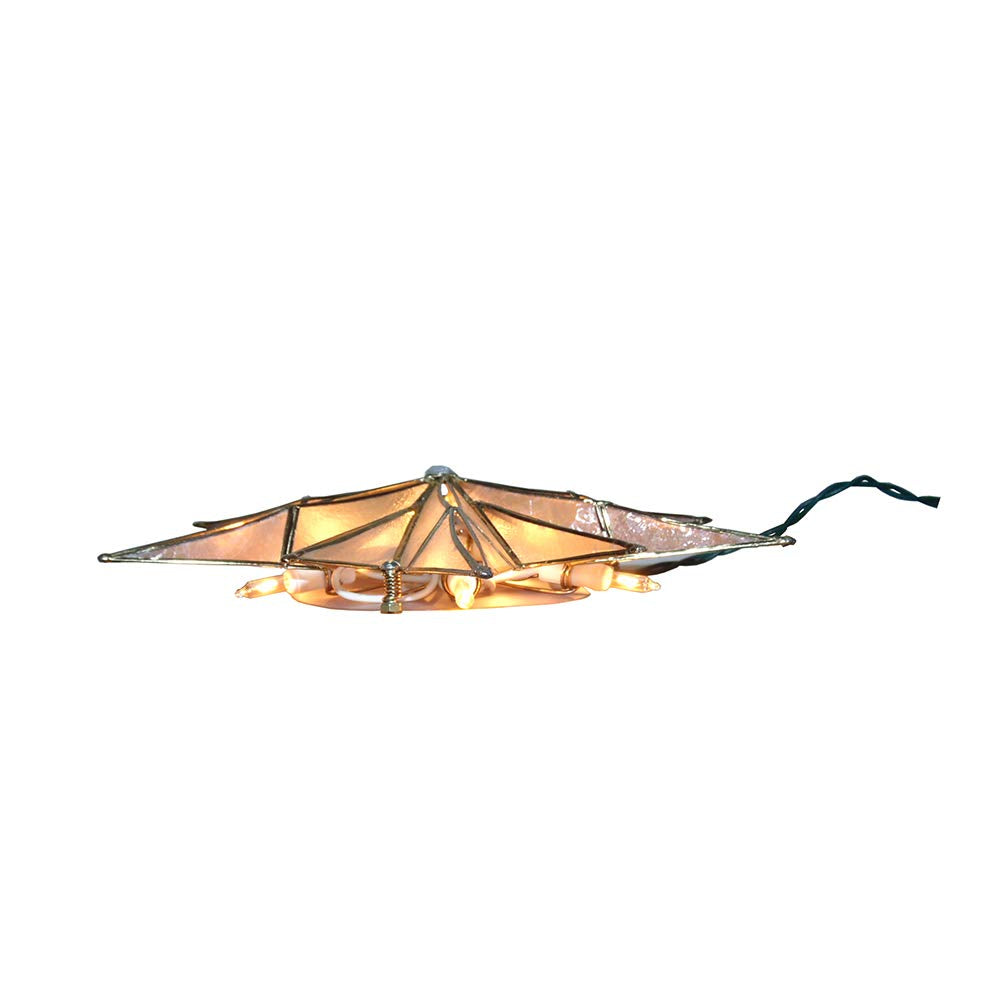 Kurt S. Adler Kurt Adler 10-Light 12-Point Capiz Star and Center Gem Treetop, 10.24in, Gold, White Kurt S. Adler