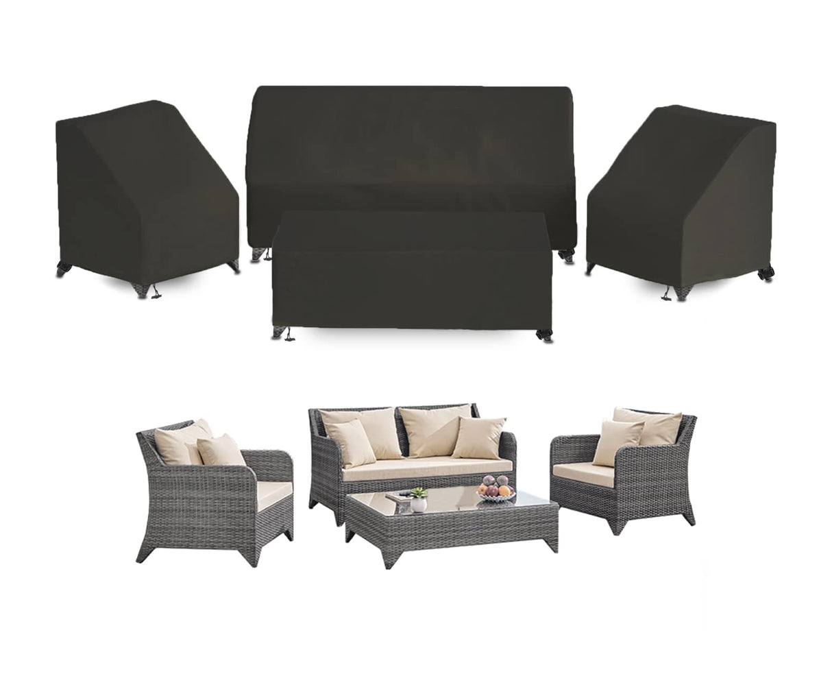 MaWGcowerd Patio Furniture Cover-420D Oxford Cloth Sofa Table Chair Waterproof Cover, 4 Piece Set of Outdoor Garden Patio Furniture Waterproof Dustproof Sunscreen Cover MaWGcowerd