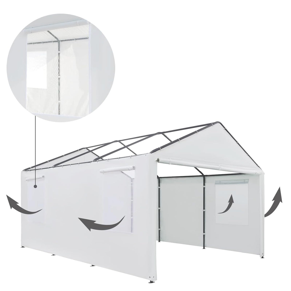 TGEHAP Carport Replacement Sidewall Replacement Sidewall Tarp Top for 10' x 20' Carport Frame Replacement Side Wall Cover Top Cover and Frame Not Included (White) TGEHAP