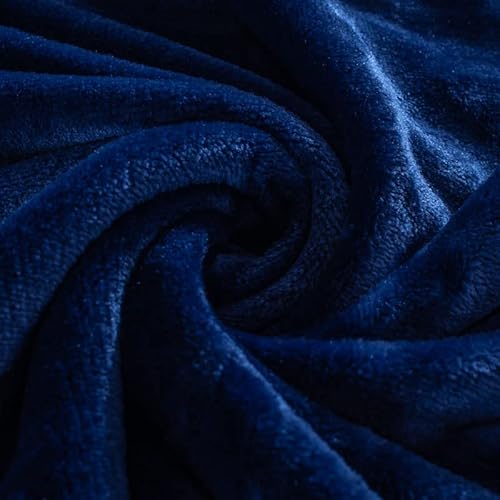 MORANJIAFANG Plush 340GSM Flannel Bed Blanket Cozy Microfiber Soft Thermal Fleece Blanket (Dark Blue, Oversized King 144"x144") MORANJIAFANG