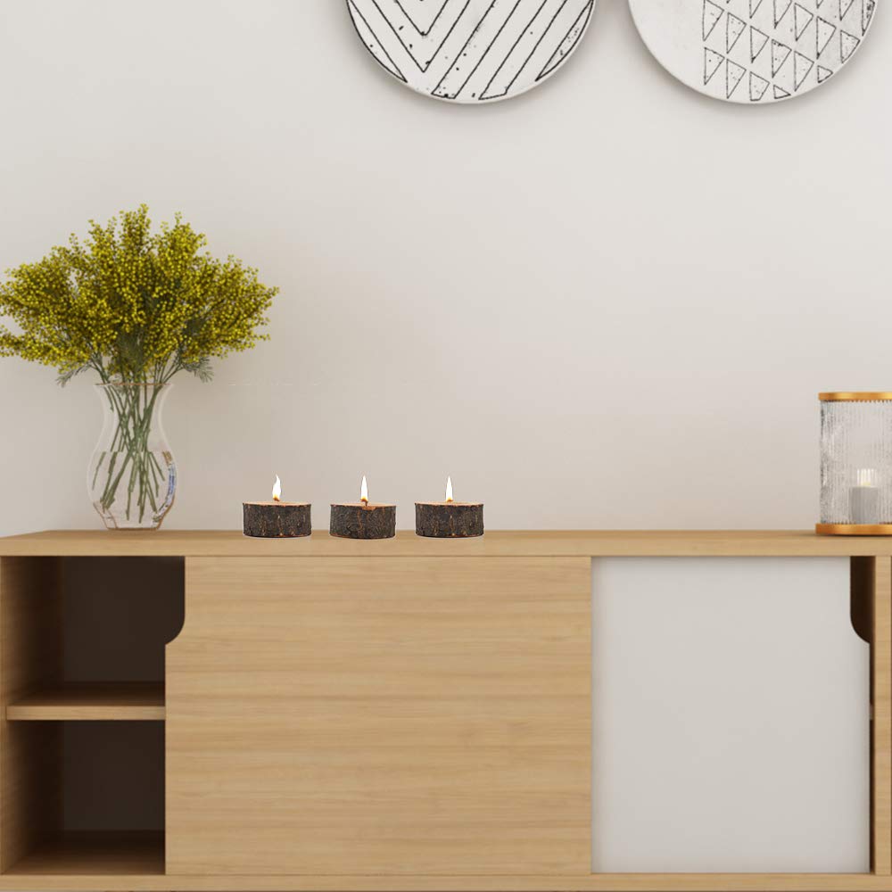 Hagao Tea Light Candle Holders, Personalized Wooden Votive Tealight Holder for Wedding Party Birthday Holiday Set of 12 (1") Hagao