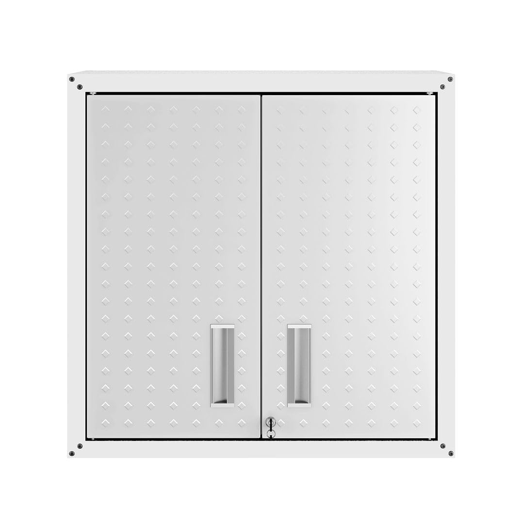 Manhattan Comfort Fortress Metal Floating Garage Cabinet in White Manhattan Comfort