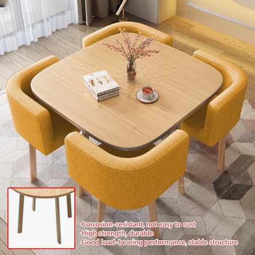 Modern Four Person Dining & Conference Table Set - Round & Square Shapes - Living Room, Kitchen & Office, Green Table Set WAZCSD