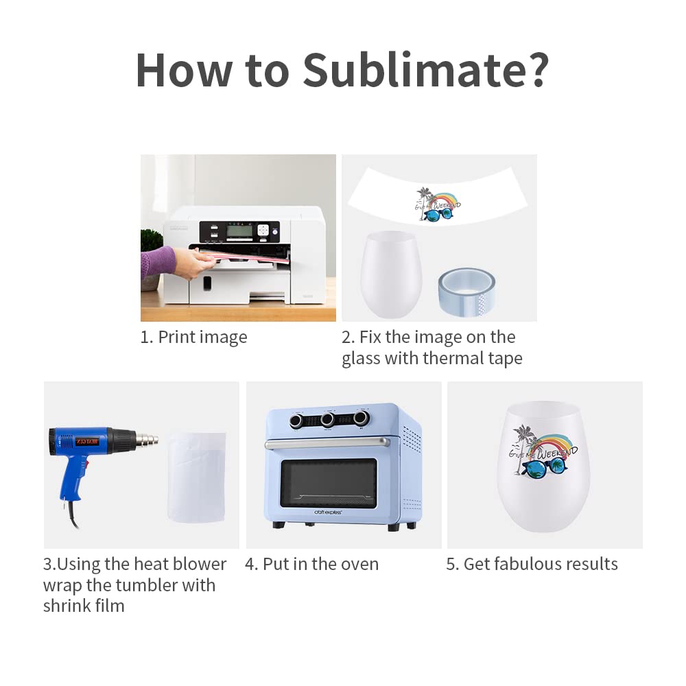 Craft Express 17 OZ Sublimation Glass Wine Tumblers Cups Frosted-Stemless Wine Glasses-Perfect for Sublimation Oven Crafting-Set of 4 Craft Express