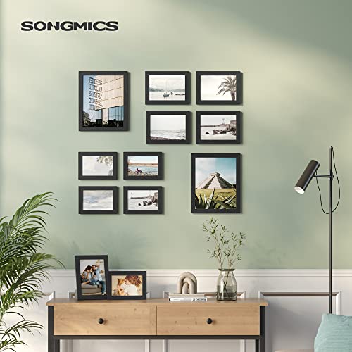 SONGMICS Picture Frames, 10 Pack Collage Picture Frames with Two 8x10, Four 5x7, Four 4x6, Photo Frame Set for Wall Gallery Decor, Hanging or Tabletop Display, Clear Glass Front, Ink Black SONGMICS