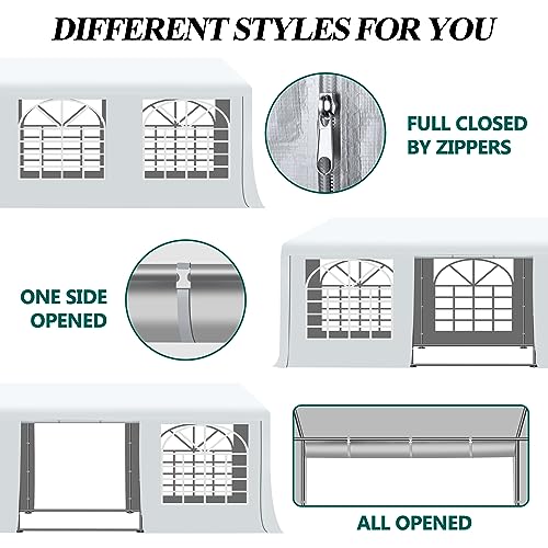 GARTOO 20' x 20' Canopy Party Tent & Carport - Heavy Duty Outdoor Wedding Gazebo with 4 Sand Bags, Event Shelter Canopy for Outdoor Event, Wedding, Birthday Party GARTOO