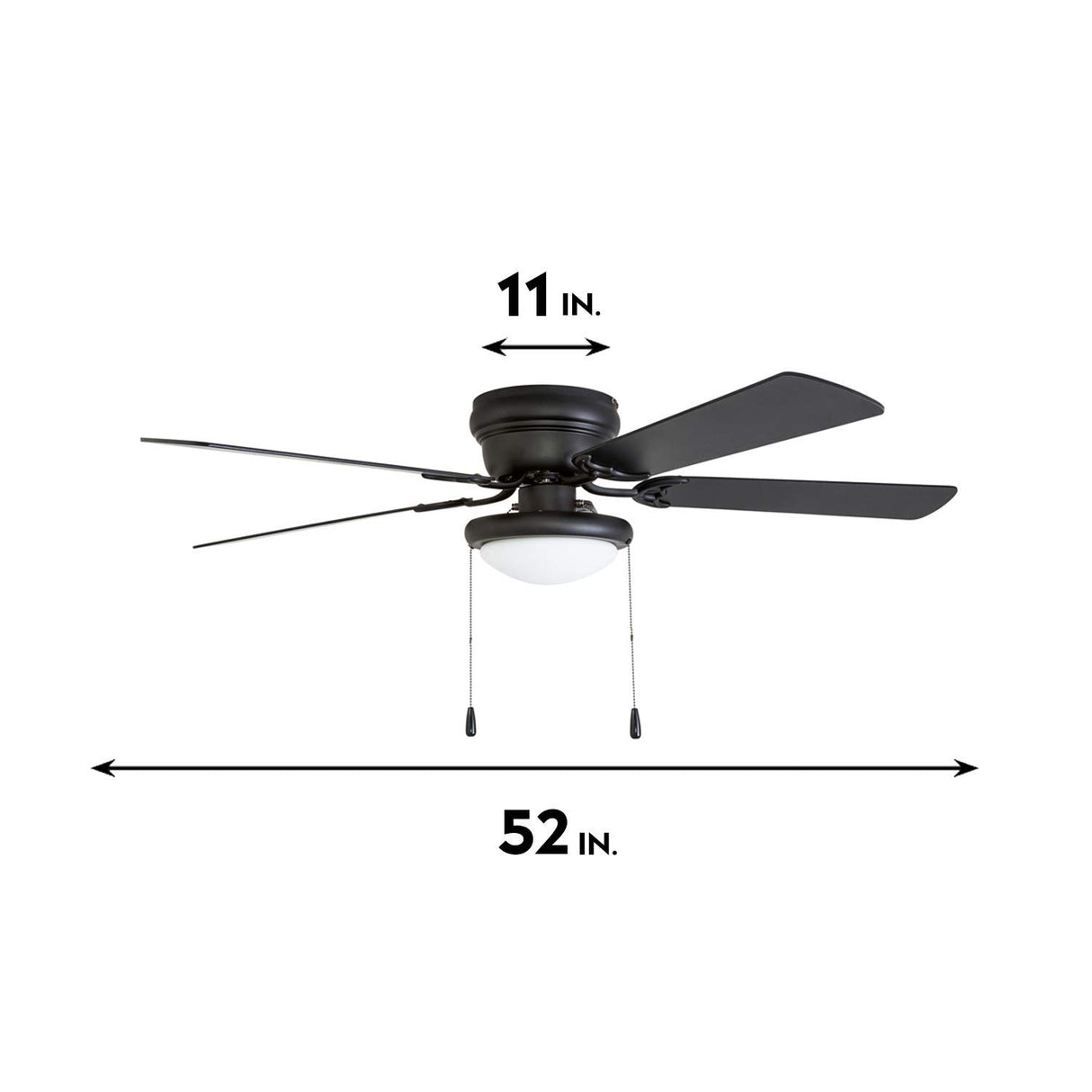 Portage Bay 50251 Hugger 52" Matte Black West Hill Ceiling Fan with Bowl Light Kit Portage Bay