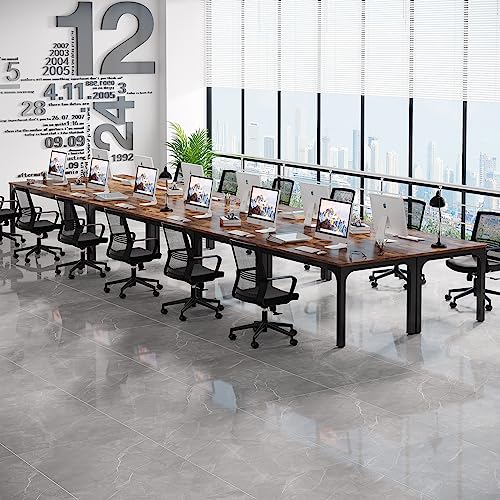 LITTLE TREE 13FT Conference Room Table, Large Rectangle Meeting Seminar Tables for 12-16 Person, Extra Long Business Tables for Office LITTLE TREE