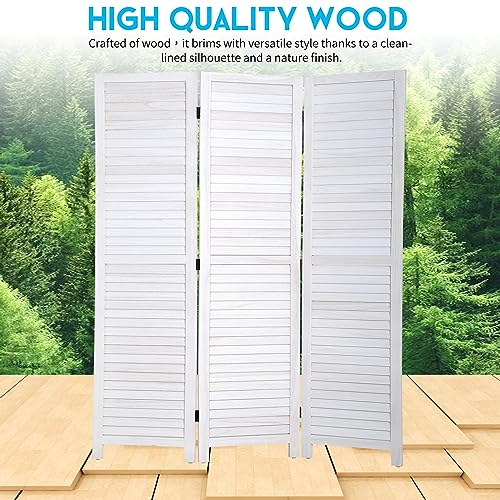 BLKMTY Room Divider 3 Panel Privacy Screen Folding Screen 5.6ft Tall Wood Screens Dividers Freestanding Portable Partition Wall Divider Space Seperate Indoor Home Furniture for Bedroom, White BLKMTY