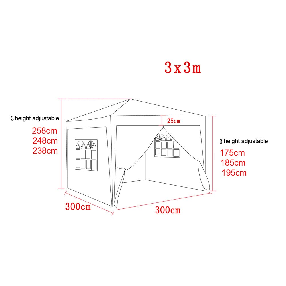 Panana Pop Up Gazebo 10''x10'' Waterproof Outdoor Garden Marquee Awning Party Tent Canopy and Carry Bag 3 X 3m (White) Panana