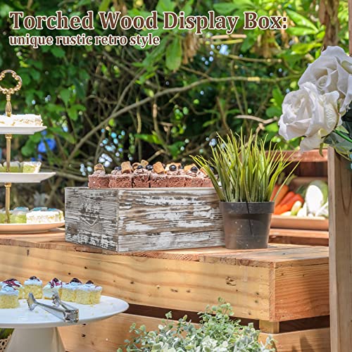 Juexica Set of 4 Wood Display Risers Rustic Cupcake Stand Wooden Stackable Display Box Wood Cake Stand for Dessert Wedding Birthday Baby Shower Party (Classic) Juexica