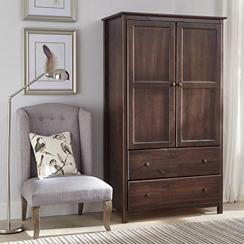 Shaker 2-Door Solid Wood Armoire Espresso Finish - 41x72x22 Brown Mission Craftsman Transitional Pine Includes Hardware Unknown