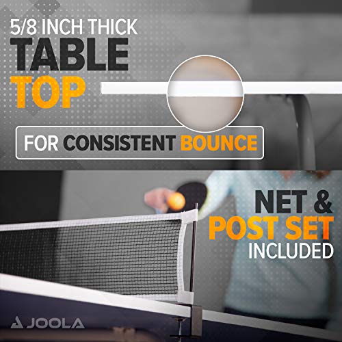 JOOLA Indoor 15mm Ping Pong Table with Quick Clamp Ping Pong Net Set - Single Player Playback Mode - Regulation Size Table Tennis Table - Compact Storage Ping Pong Table JOOLA