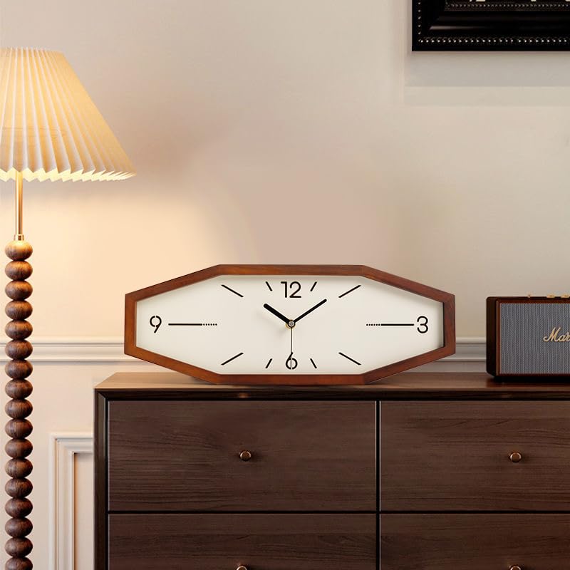 DaguyS Wooden Retro Wall Clocks, 18 Inches Square Clocks Rectangular Wall Clock Battery Operated Silent Non-Ticking, for Kitchen Living Room Office Home Desk Bedroom (Brown) DaguyS