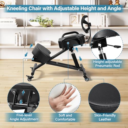 Kneeling Chair, Ergonomic Kneeling Chair with Back Support, kneelings Office Chairs with Adjustable Height and Lumbar Support for Banking Meeting Room Office Home Reception,Improve Postures Generic