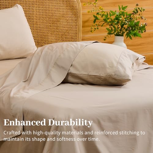 Bedlifes Deep Pocket Sheets 18-24 Inch, Queen Size Egyptian Cotton 1000 Thread Count, 4-Piece - Fits Extra Thick Mattresses, Cooling & Breathable (Linen) Bedlifes