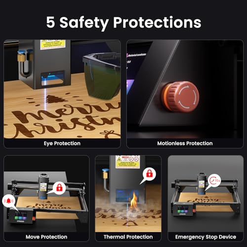 Longer RAY5 20W Laser Engraver with Air Pump, 17.3"x 17.3" Honeycomb Bed, Rotary Roller, and 8 Risers – Cuts and engraves Wood, Metal, Acrylic, tumblers Longer