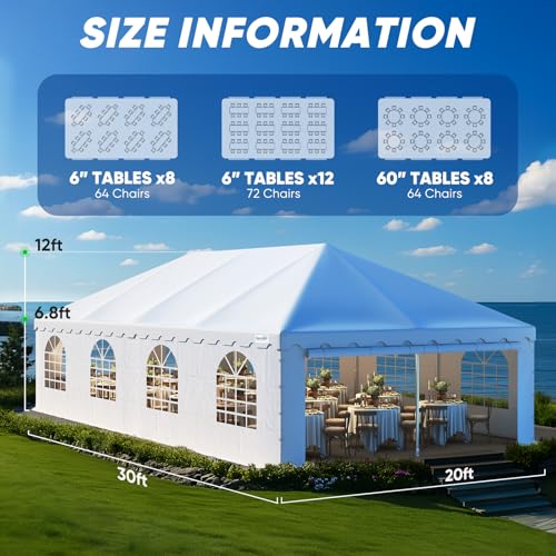 Quictent 20x40 Party Tent Heavy Duty West Coast Frame Tent Outdoor White Commercial Gazebo Rental Wedding Canopy (with Sides) Quictent