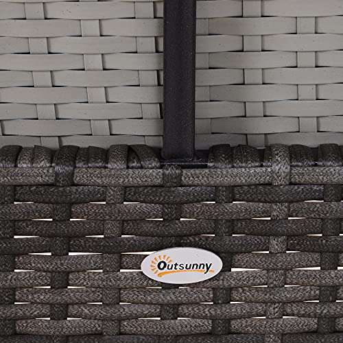 Outsunny 2 Person Wicker Hanging Swing Bench, Front Porch Swing Outdoor Chair with Cushions 550 lbs. Weight Capacity for Backyard, Garden, Grey Outsunny