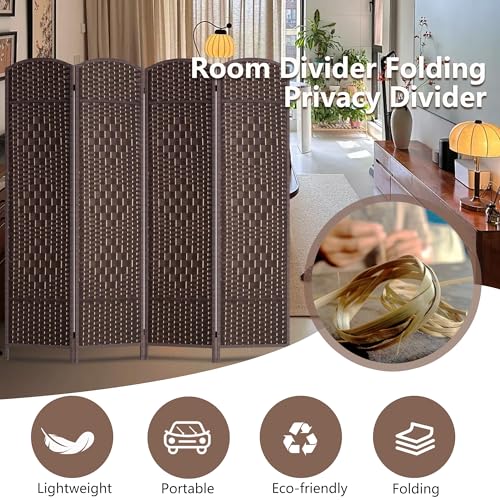 FDW Room Divider 6FT Wooden Screen Folding Privacy Screens Portable Wall Dividers for Home Office Bedroom, Dark Brown FDW