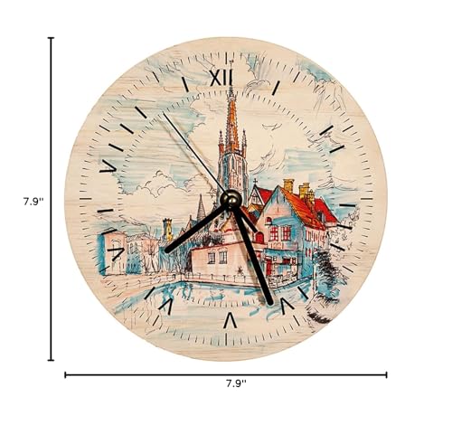 FOKOCALI 20 Pack Wooden Wall Clock 7.9 inch Sublimation Round Wall Clock Blanks Wood Clocks for Living Room DIY Sublimation Heat Press Printing FOKOCALI