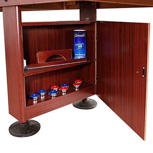 Challenger Shuffleboard Table with Dark Cherry Finish, Hardwood Playfield, Storage Cabinets, Climate Adjusters, Leg Levelers, 8 Pucks, Brush and Wax Hathaway