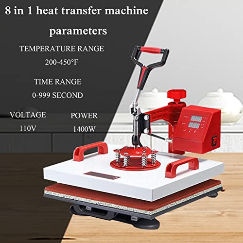 Cowbysr Heat Press 15x15 Inch 8 in 1 Heat Press Machine 360-Degree Swing Away Digital T Shirt Press Machine Multifunction Sublimation Combo for T Shirts Mugs Hat Plate Cap Bottle, Multi-colored Cowbysr