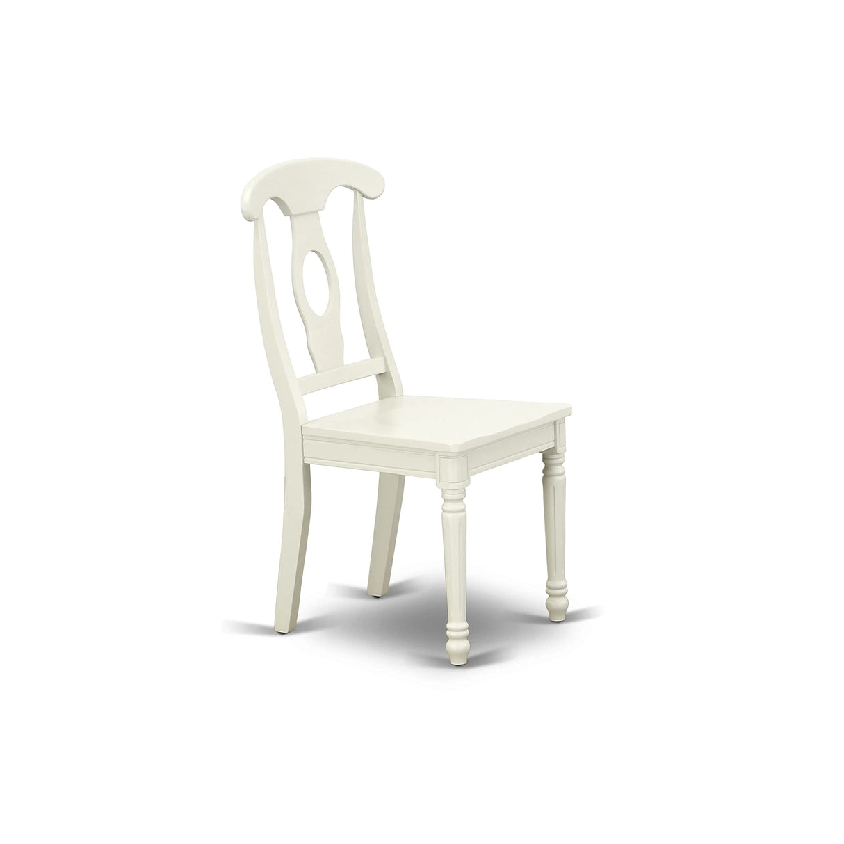 East West Furniture KEC-LWH-W Kenley Dinette Chairs - Napoleon Back Solid Wood Seat Kitchen Chairs, Set of 2, Linen White East West Furniture
