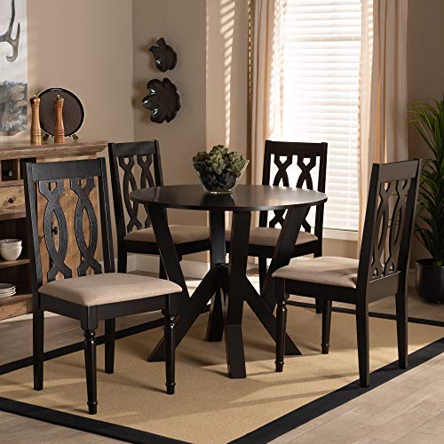 Baxton Studio Anise Modern and Contemporary Sand Fabric Upholstered and Dark Brown Finished Wood 5-Piece Dining Set Baxton Studio
