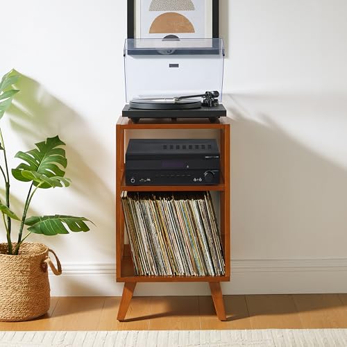 Crosley Furniture Asheville Mid-Century Modern Media Console Record Player Stand, Storage for Vinyl Records, Walnut Crosley Furniture