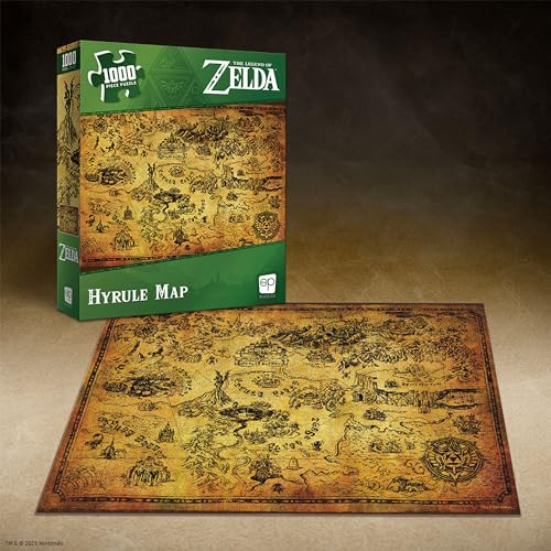 The Legend of Zelda Hyrule Map 1,000 Piece Jigsaw Puzzle | Collectible Puzzle Featuring Stylized Hyrule Map from The Legend of Zelda Video Games | Officially Licensed Nintendo Merchandise USAOPOLY