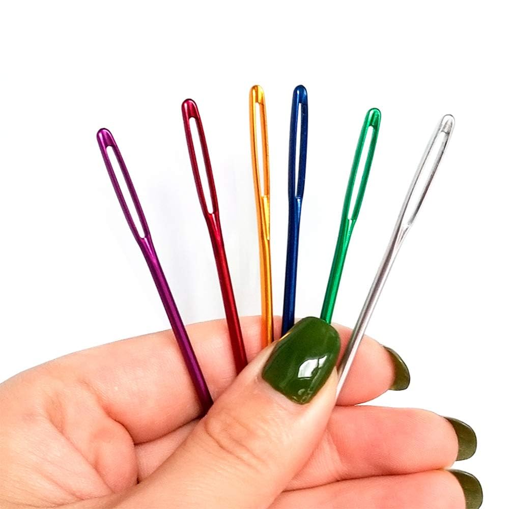 18 Pieces Yarn Needle,Tapestry Needle Bent Embroidery Needles Bent Tip Needles,Large-Eye Blunt Needles with Random Box for Knitting Crochet (Random Color) UOOU